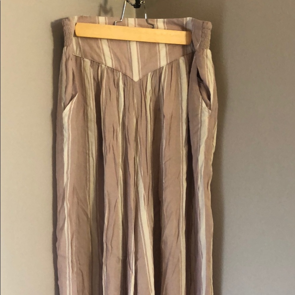 Soft pink and white striped flowy pants